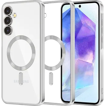 Pouzdro na mobilní telefon Techsuit Luxury Crystal MagSafe pro Samsung Galaxy A55 5G stříbrný