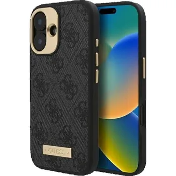 Pouzdro na mobilní telefon Guess Hardcase 4G Logo Plate MagSafe iPhone 16 Plus černá