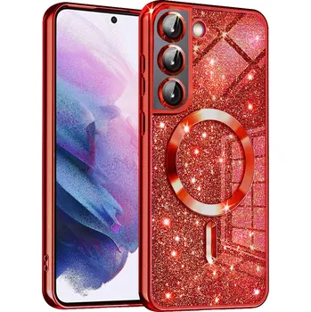 Pouzdro na mobilní telefon Techsuit Luxusní Třpytivý MagSafe Samsung Galaxy S21 5G Červený