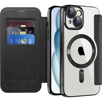 Pouzdro na mobilní telefon Pouzdro na knihu Techsuit SmartMag pro iPhone 15 Plus černé