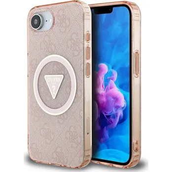 Pouzdro na mobilní telefon Guess IML Metal Glitter 4G Circle Triangle MagSafe iPhone 16e růžová