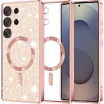 Techsuit Luxury Glitter MagSafe pro Samsung Galaxy S25 Ultra růžově zlatá