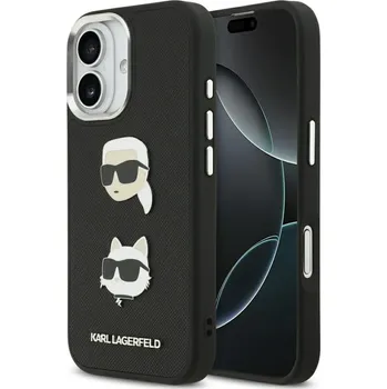 Pouzdro na mobilní telefon Karl Lagerfeld FW Grained Karl & Choupette Heads Pins & Logo iPhone 17 černá