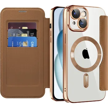 Pouzdro na mobilní telefon Pouzdro na knihu Techsuit SmartMag pro iPhone 15 Plus hnědé