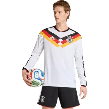 Pánský domácí zápasový dres s dlouhým rukávem Adidas Německo 2026 bílý