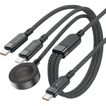 Acefast Datový kabel C6-11 Rychlé nabíjení 2x Type-C Bezdrátová nabíječka USB-C 3v1 1.2m Černá