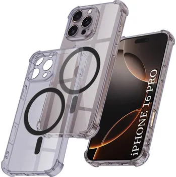 Pouzdro na mobilní telefon Techsuit Shockproof průhledný silikon MagSafe iPhone 16 Pro kouřově černá
