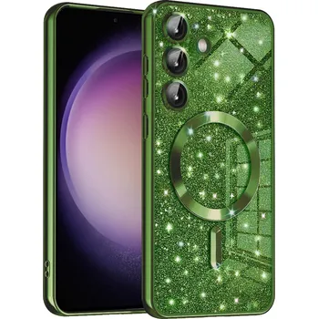 Pouzdro na mobilní telefon Techsuit Luxusní Třpytivý MagSafe Samsung Galaxy S23 FE Tmavě zelený