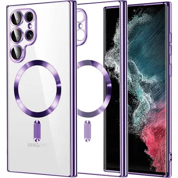 Pouzdro na mobilní telefon Techsuit Luxusní Křišťálový MagSafe Samsung S22 Ultra Světle Fialový