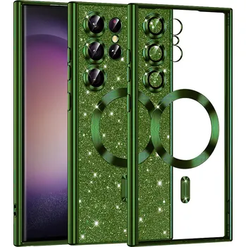 Pouzdro na mobilní telefon Techsuit Luxusní Třpytivý Samsung S23 Ultra Tmavě zelený