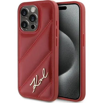 Pouzdro na mobilní telefon Karl Lagerfeld Diagonal Quilted Script iPhone 15 Pro červený