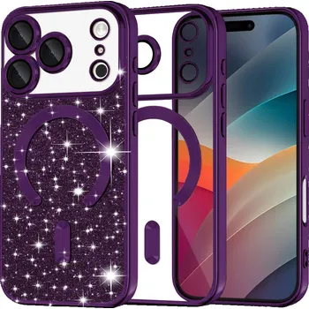 Pouzdro na mobilní telefon Techsuit Luxury Glitter MagSafe pro iPhone 17 Pro v tmavě fialové
