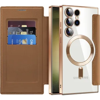 Pouzdro na mobilní telefon Pouzdro na knihu Techsuit SmartMag pro Samsung Galaxy S23 Ultra hnědé