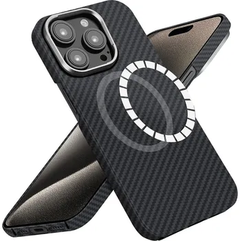 Pouzdro na mobilní telefon Techsuit Aramidové vlákno MagSafe iPhone 15 Pro Max černá