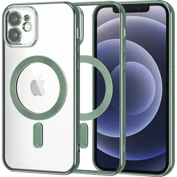 Pouzdro na mobilní telefon Techsuit Luxusní Křišťál MagSafe iPhone 12 Temně Zelený