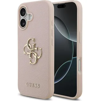 Pouzdro na mobilní telefon Guess Hardcase 4G Grained Big and Classic Logo iPhone 17 růžová