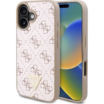 Pouzdro na mobilní telefon Guess Hardcase 4G Triangle Metal Logo iPhone 16 Plus bílý
