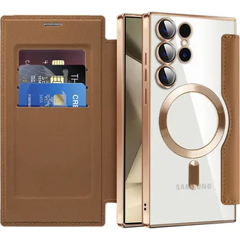 Pouzdro na mobilní telefon Pouzdro na knihu Techsuit SmartMag pro Samsung Galaxy S24 Ultra hnědé