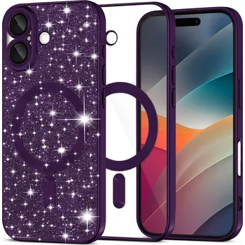 Pouzdro na mobilní telefon Techsuit Luxury Glitter MagSafe pro iPhone 17 v tmavě fialové