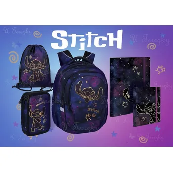 Školní batoh Školní sada Lilo a Stitch GOLD 5ks set Studentský batoh Factor 17˝ , sáček, dvoupatrový vybavený penál, boxy na sešity F002948/05/02