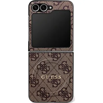 Pouzdro na mobilní telefon Guess 4G Collection Leather MagSafe Samsung Galaxy Z Flip7 hnědý