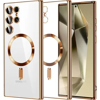 Pouzdro na mobilní telefon Techsuit Luxusní Křišťál MagSafe Samsung Galaxy S24 Ultra Gold