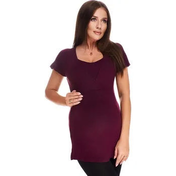 Těhotenské a kojící tričko 3v1 Lea - švestkové Velikost: L