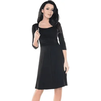 Těhotenské šaty Elegantní těhotenské a kojící šaty 3v1 Skater - černé, 3/4 rukáv Velikost: S