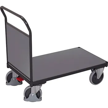 Plošinový vozík Variofit Plošinový vozík s madlem, plná výplň, Variofit, ložná plocha 103 x 70 cm, do 500 kg, modrá/antracit Barva: antracit RAL7016