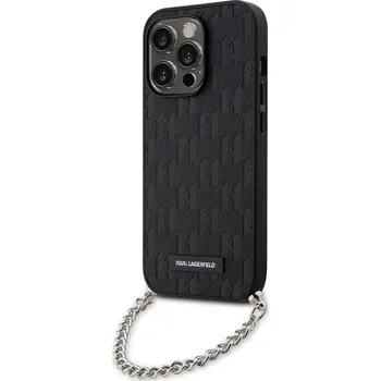 Pouzdro na mobilní telefon Karl Lagerfeld Saffiano Monogram Chain pro iPhone 14 Pro černá