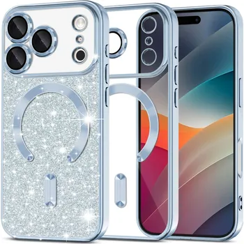 Pouzdro na mobilní telefon Techsuit Luxury Glitter MagSafe pro iPhone 17 Pro světle modrý
