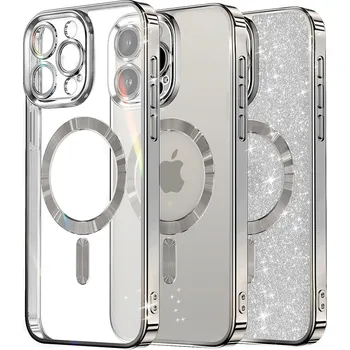 Pouzdro na mobilní telefon Techsuit Luxusní Třpytivý MagSafe iPhone 12 Pro Stříbrný