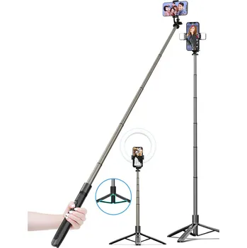 Selfie tyč Techsuit Selfie tyč Q06 Stabilní stativ Bluetooth 156cm Černá