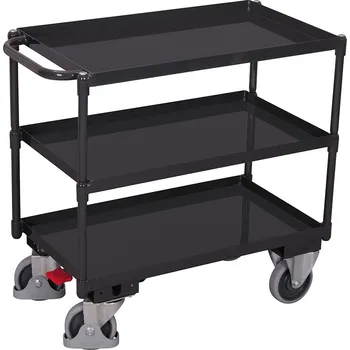 Policový vozík s madlem Variofit sw-500.610, do 400 kg, 3 police s ohraněním, 98,5 x 50 x 91 cm Barva: antracit RAL7016