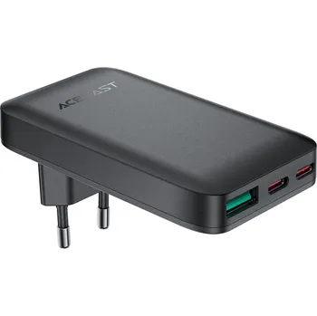 Acefast Wall Charger A100 2x Type-C USB 3v1 GaN Technologie PD65W Rychlé Nabíjení Černá