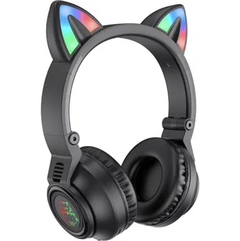 Sluchátka Borofone bezdrátová sluchátka s kočičími ušima BO18 černá