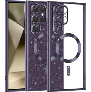 Pouzdro na mobilní telefon Techsuit Luxusní Třpytivý MagSafe Samsung S22 Ultra Tmavě Fialový