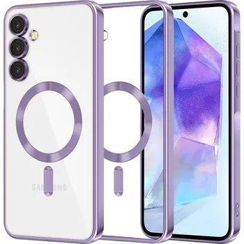 Pouzdro na mobilní telefon Techsuit Luxury Crystal MagSafe pro Samsung Galaxy A55 5G světle fialová