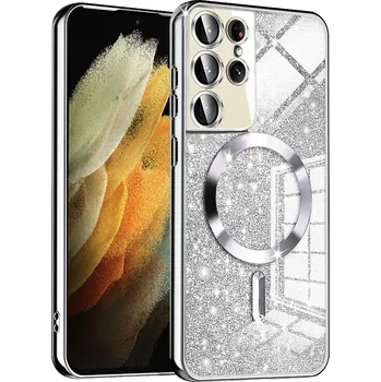 Pouzdro na mobilní telefon Techsuit Třpytivý MagSafe Samsung Galaxy S21 Ultra Stříbrný