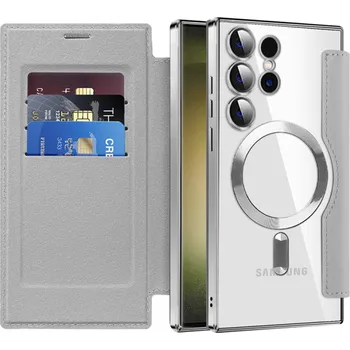 Pouzdro na mobilní telefon Pouzdro na knihu Techsuit SmartMag pro Samsung Galaxy S23 Ultra šedé