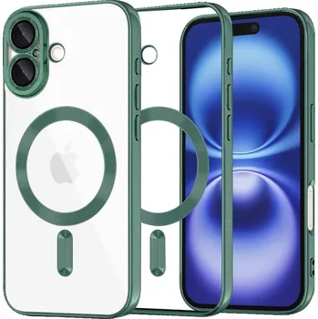 Pouzdro na mobilní telefon Techsuit Luxury Crystal MagSafe pro iPhone 16 v tmavě zelené