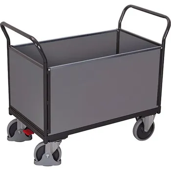 Stavební technika Variofit Plošinový vozík se dvěma madly a bočními stěnami s plnou výplní, Variofit, ložná plocha 100 x 65 cm, do 500 kg, modrá/antracit Barva: antracit RAL7016