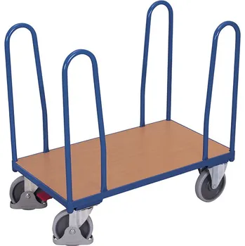 Plošinový vozík Variofit Plošinový vozík se čtyřmi rohovými podpěrami, Variofit, ložná plocha 91 x 44 cm, do 400 kg, modrá/antracit Barva: modrá RAL5010