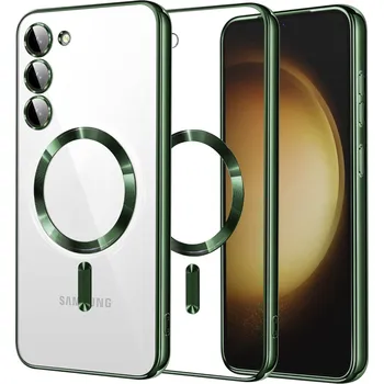 Pouzdro na mobilní telefon Techsuit Luxusní Křišťálový MagSafe Samsung Galaxy S23 Plus Tmavě zelený