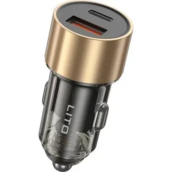 Lito Car Charger IN-C04 1x USB 1x Type-C 52W rychlé nabíjení černý