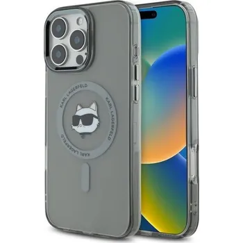 Karl Lagerfeld IML MagSafe iPhone 16 Pro Metalová hlava Choupette černá