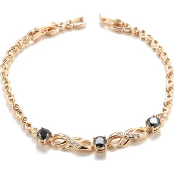 Náramek B-TOP Dámský růžově pozlacený náramek Nekonečno s černými zirkony