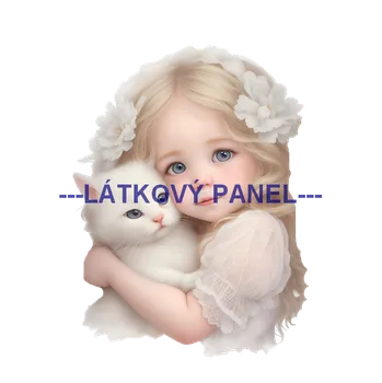 Látkový panel - Holčička s kočičkou - DZ-52 Velikost: 25x25cm, Materiál: Mikroplyš