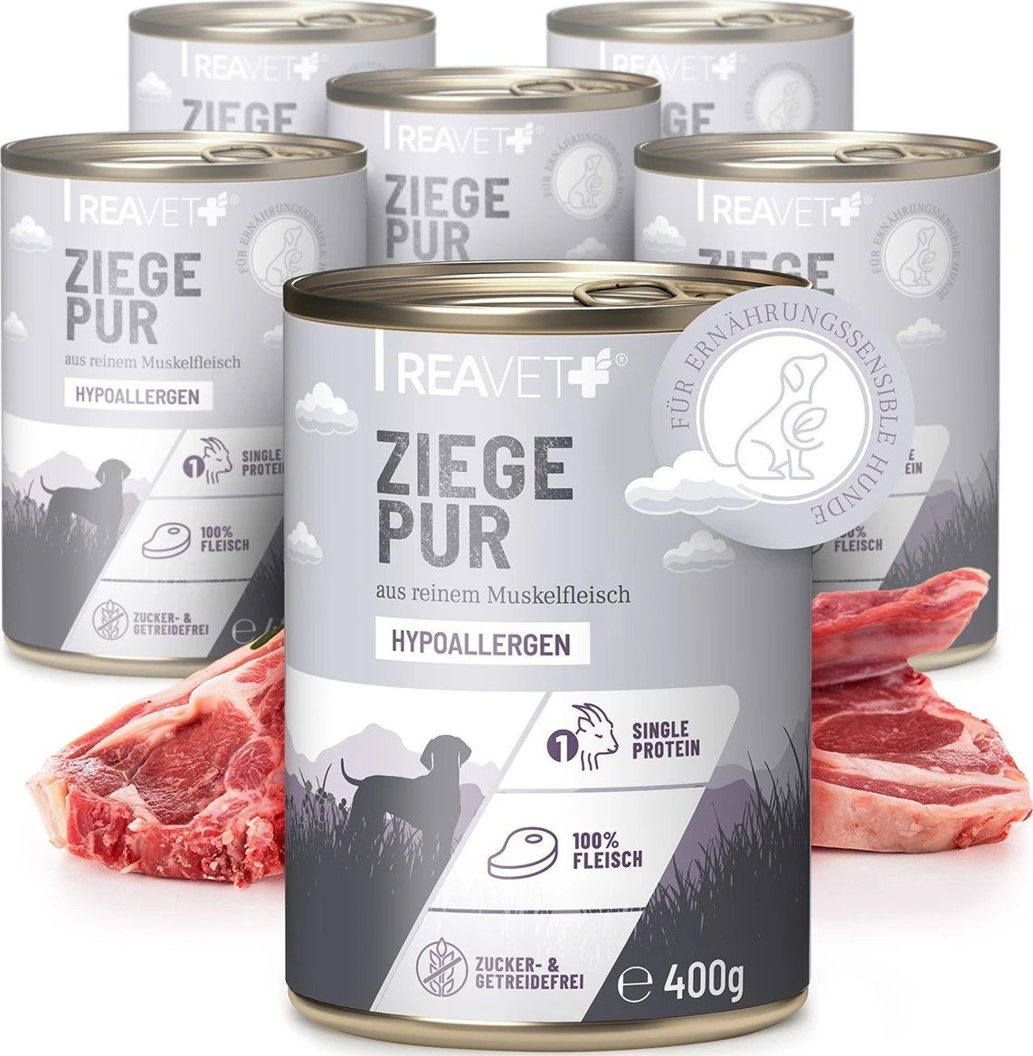 REAVET 100% čisté maso pro nutričně citlivé psy - kozí (400 g - 800 g) Počet a hmotnost: 1 x 400g