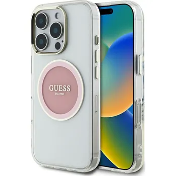 Pouzdro na mobilní telefon Guess IML Metal Colored Circle MagSafe iPhone 16 Pro Max Růžová